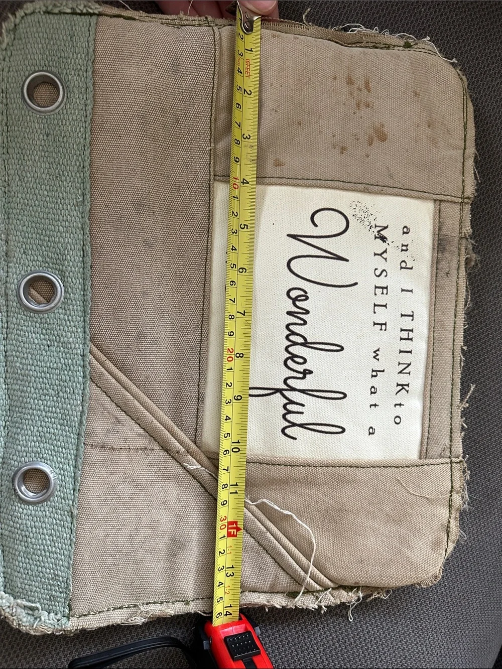 Wonderful World Beige & Sage Men’s Jeans Pocket Panel